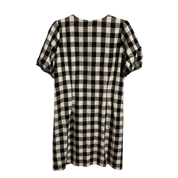 Ann Taylor Loft Black & White Gingham Button V-Neck Dress Size 12 NWT - Picture 3 of 6
